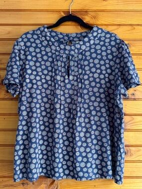 Circus Medallion Print Blouse Rayon Indie Boutique Top UK 20 Retro Mod